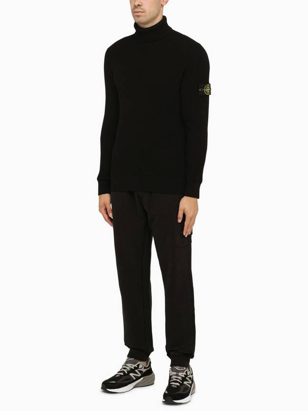 Men's Logo Patch Turtleneck Black - STONE ISLAND - BALAAN 3