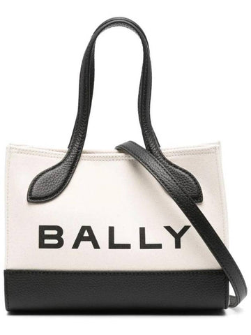 Keep On Logo Stamp Canvas Tote Bag Black - BALLY - BALAAN 1