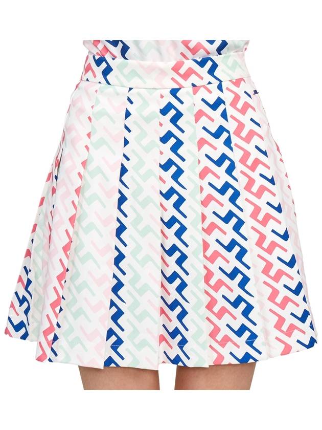 Women's Adina Print Pleated Skirt Pink Painted Bridge - J.LINDEBERG - BALAAN 7