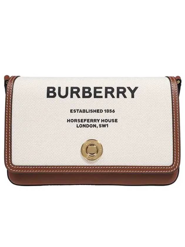 Buberry Mini Horseferry Print Canvas Leather Note Crossbody Bag Natural Tan - BURBERRY - BALAAN 3