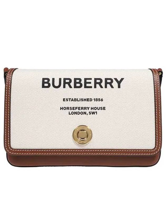 Buberry Mini Horseferry Print Canvas Leather Note Crossbody Bag Natural Tan - BURBERRY - BALAAN 2