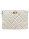 19 Medium Lambskin Clutch Bag White - CHANEL - BALAAN 1