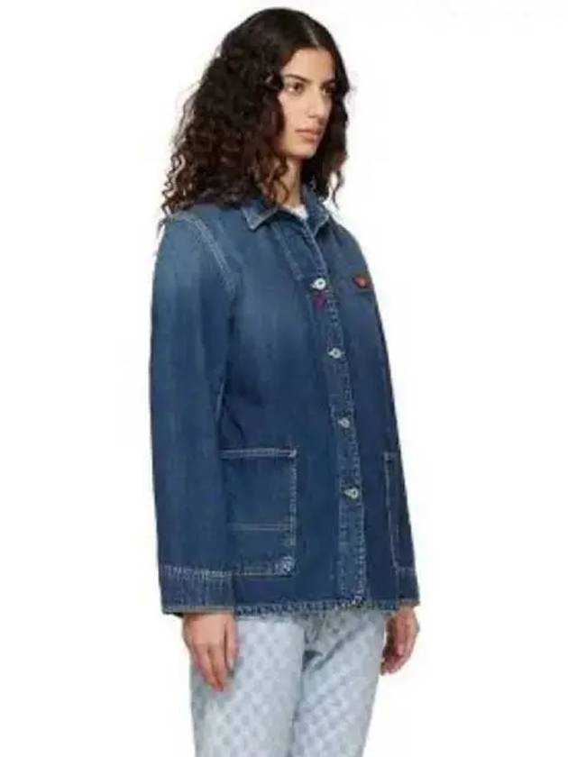 Balk Flower Denim Jacket Dark Stone Blue FD52DV2326B2DD - KENZO - BALAAN 1