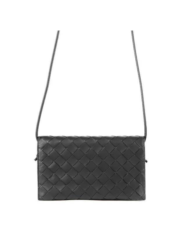 Intrecciato Leather Shoulder Bag Black - BOTTEGA VENETA - BALAAN 2