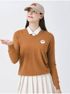 Signature wappen V neck long sleeve knit CAMEL - MONBIRDIE GOLF - BALAAN 7