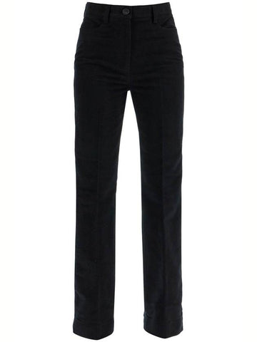 high-waisted flared pants in black organic cotton - TOTEME - BALAAN 1