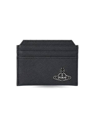 Saffiano Slim Card Wallet Black - VIVIENNE WESTWOOD - BALAAN 1