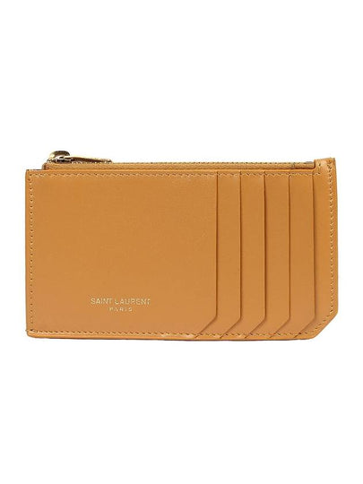 Fragment Zipper Calf Leather Card Wallet Yellow - SAINT LAURENT - BALAAN 2