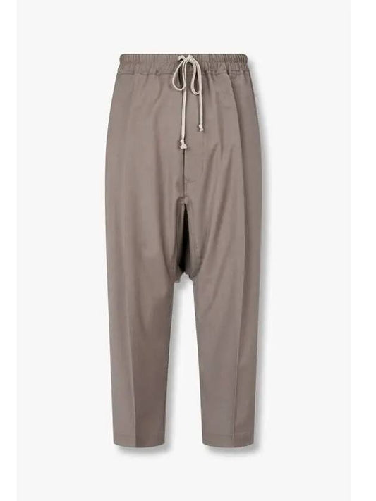 MEN Drawstring Cropped Wool Pants Dark Khaki - RICK OWENS - BALAAN 1