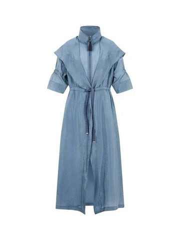 Women s Waist Drawstring Zip up Coat Blue - GIORGIO ARMANI - BALAAN 1