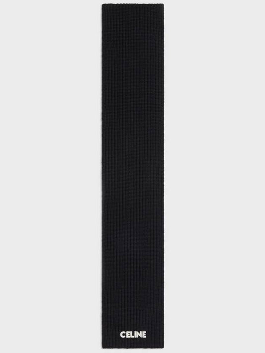 Logo Ribbed Wool Muffler Black - CELINE - BALAAN 2