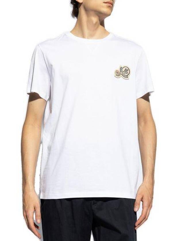 Double Logo Patch Round Short Sleeve T-Shirt White - MONCLER - BALAAN 3