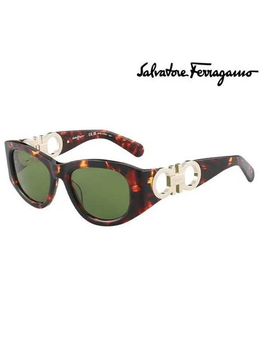 Oval Acetate Sunglasses Brown - SALVATORE FERRAGAMO - BALAAN 1