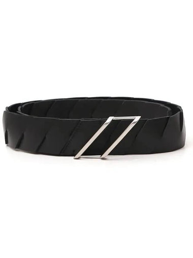 Intrecciato Leather Belt Black - BOTTEGA VENETA - BALAAN 1