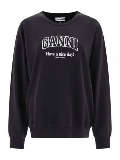 Isoli Oversized Cotton Sweatshirt Black - GANNI - BALAAN 2