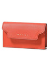 Logo Saffiano Leather Card Wallet Orange - MARNI - BALAAN 4