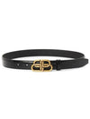 Women's Crocodile Embossed BB Buckle Thin Belt Black - BALENCIAGA - BALAAN 2