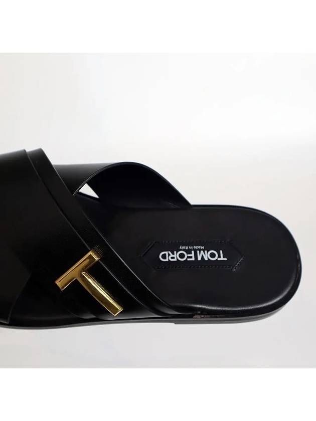 Preston Leather Mule Slippers Black - TOM FORD - BALAAN 7