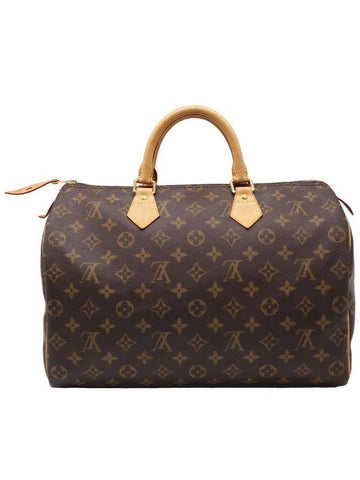 Women s Leather Tote Bag Brown ouis Vuitton M41524 Monogram Canvas Speedy 35 - LOUIS VUITTON - BALAAN 1