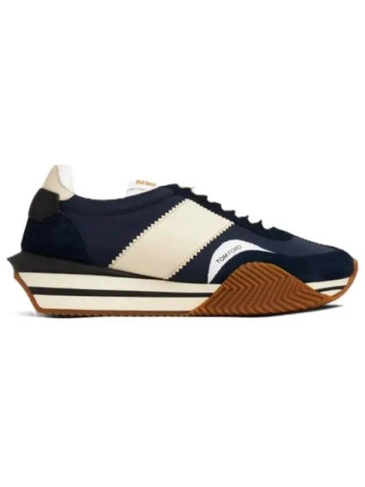 Logo James Panel Low Top Sneakers Navy - TOM FORD - BALAAN 2