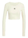 Essentials Lip Cropped Cotton Long Sleeved T-Shirt Ivory - ADIDAS - BALAAN 1