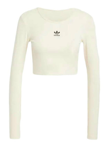 adidas Essential Lip Crop Long Sleeve Tee Ivory IY9663 - ADIDAS - BALAAN 1