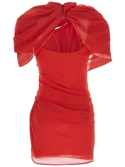 'La Robe Castagna' Red Dress With Ruched Detail And Rear Cut-Out In Tech Fabric Woman - JACQUEMUS - BALAAN 2