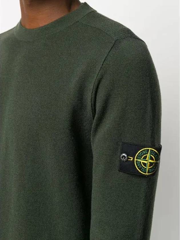 Stretch Wool Crewneck Knit Top Dark Green - STONE ISLAND - BALAAN 7