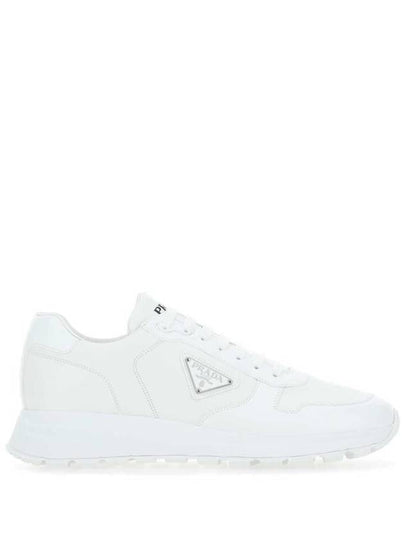 Prax 01 Re-Nylon Brushed Leather Low-Top Sneakers White - PRADA - BALAAN 2