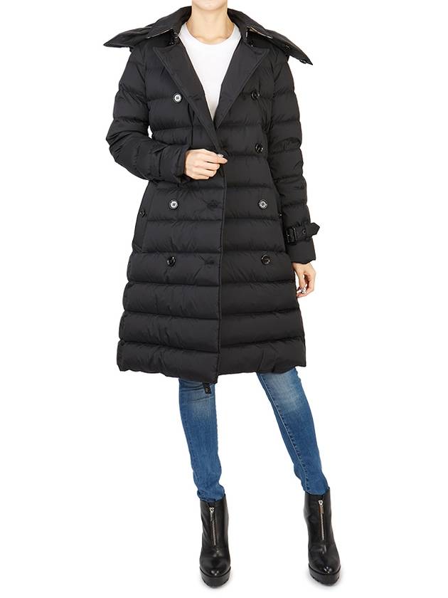 Women's Double Breasted Hooded Padded Black - BURBERRY - BALAAN 9