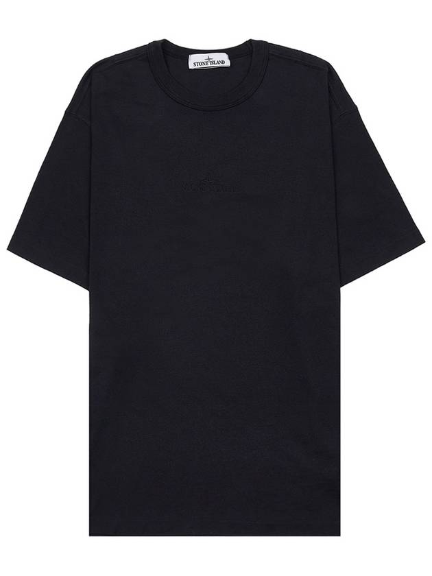 Garment Dyed Embroidered Logo Short Sleeve T-Shirt Black - STONE ISLAND - BALAAN 11