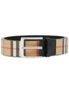 Vintage Check Canvas Leather Belt Archive Beige - BURBERRY - BALAAN.