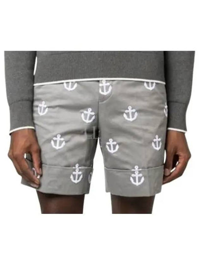 Satin Stitch Anchor Half Drop Shorts Grey - THOM BROWNE - BALAAN 2