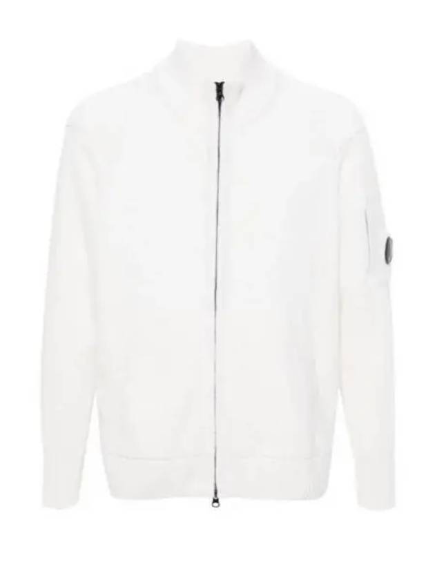 Lambswool GRS Zipped Cardigan White - CP COMPANY - BALAAN 2