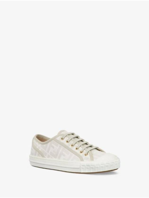 Domino FF Fabric Low Top Sneakers White - FENDI - BALAAN 3