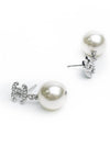 Metal Glass Strass Pearly White Earrings Silver - CHANEL - BALAAN 6