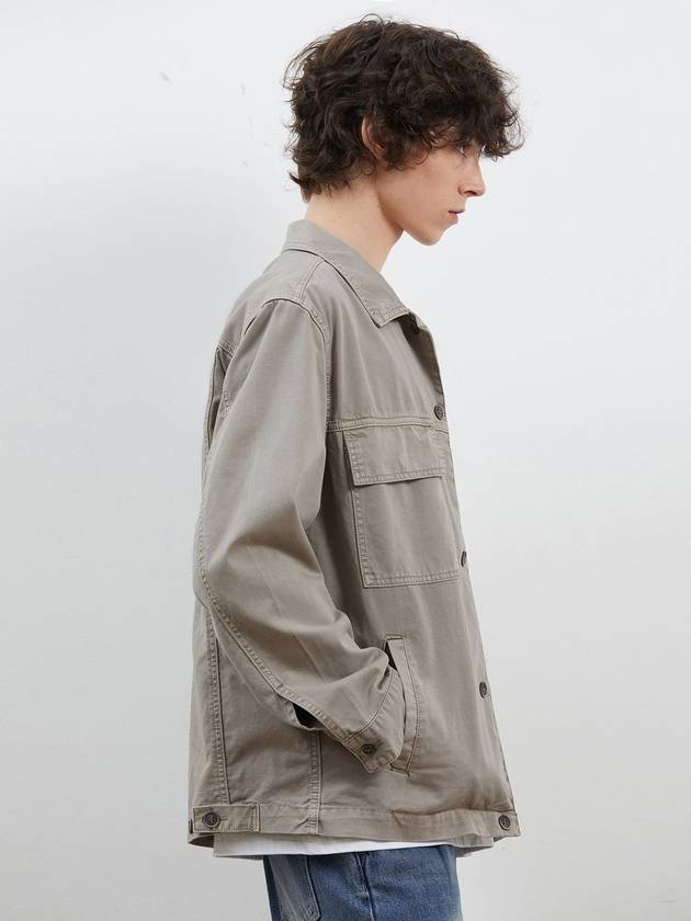 Denim Pigmented Loose Safari Jacket Beige - CORK - BALAAN 3