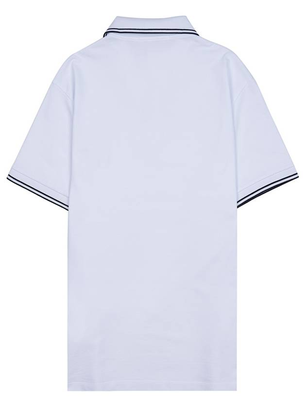 Stretch Cotton Pique Short Sleeve Polo Shirt White - STONE ISLAND - BALAAN 3