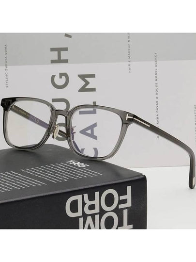 Blue light blocking glasses frame TF5998KB 020 square transparent gray horn rim Asian fit - TOM FORD - BALAAN 2