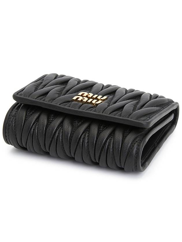 Matelasse Logo Nappa Leather Half Wallet Black - MIU MIU - BALAAN 4