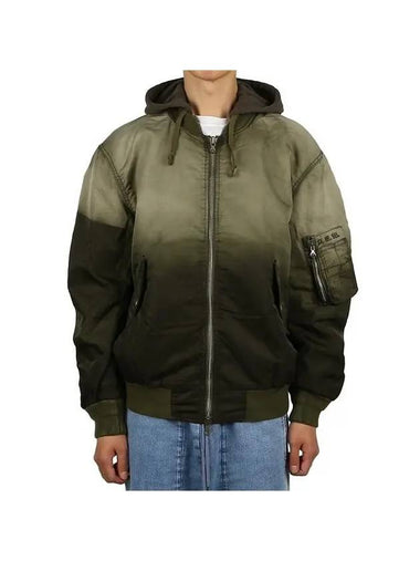 Nylon Satin Bomber Jacket Green - DIESEL - BALAAN 1