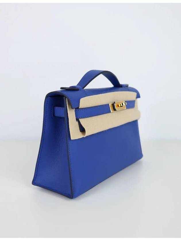 Blue Electric Swift Kelly Pochette Gold U - HERMES - BALAAN 2