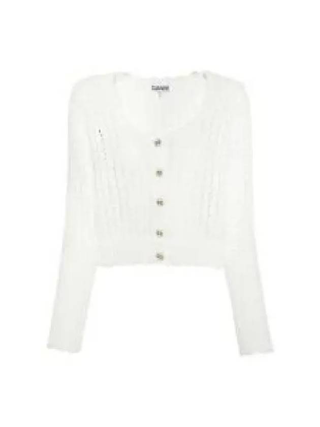 Button Knit Cardigan White - GANNI - BALAAN 2