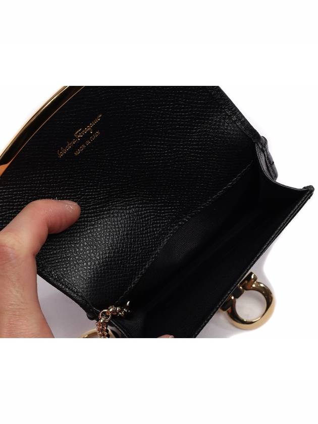 Gancini Calfskin Card Wallet Black - SALVATORE FERRAGAMO - BALAAN 7