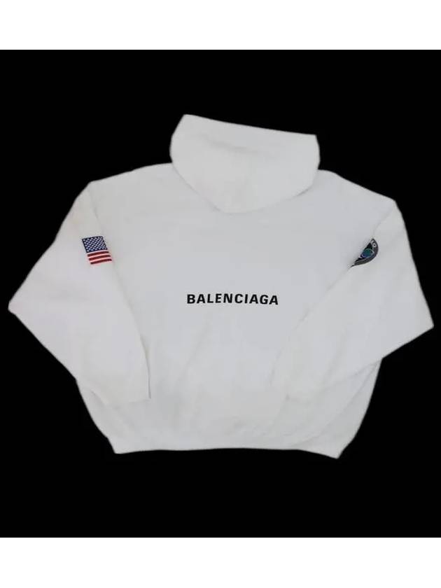 patch detail logo print hooded top white - BALENCIAGA - BALAAN.