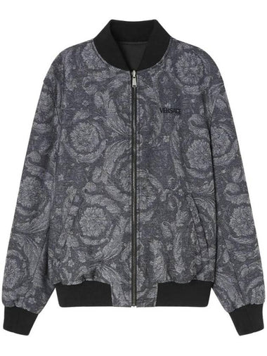 Embroidered Logo Reversible Bomber Jacket Grey - VERSACE - BALAAN 1