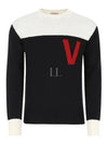 V Logo Bicolor Knit Top White Black - VALENTINO - BALAAN 2