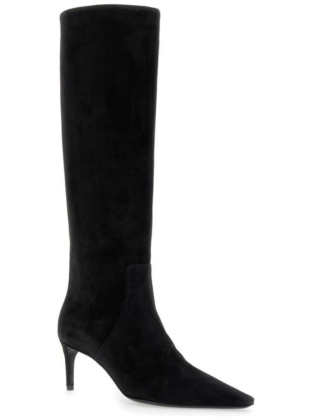 Black High Boots With Dg Logo In Suede Woman - DOLCE&GABBANA - BALAAN 2