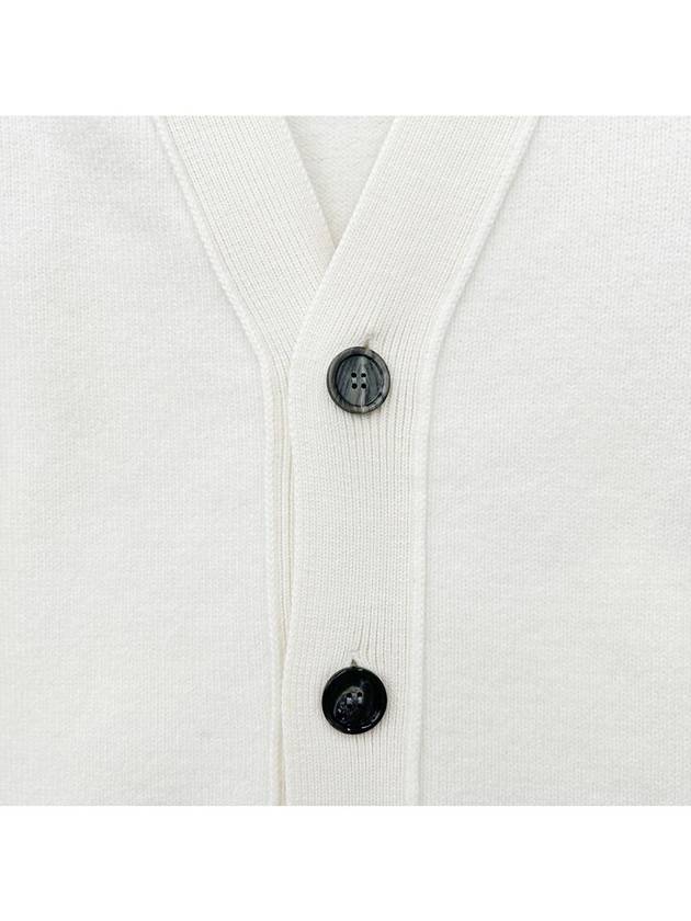 Heart Logo V Neck Wool Cardigan Off White - AMI - BALAAN 5