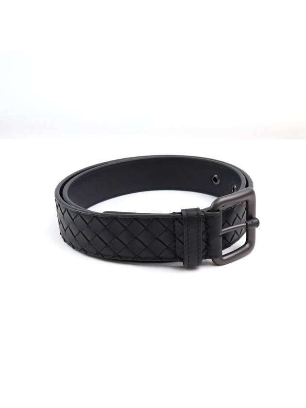 Intrecciato Leather Belt Black - BOTTEGA VENETA - BALAAN 3